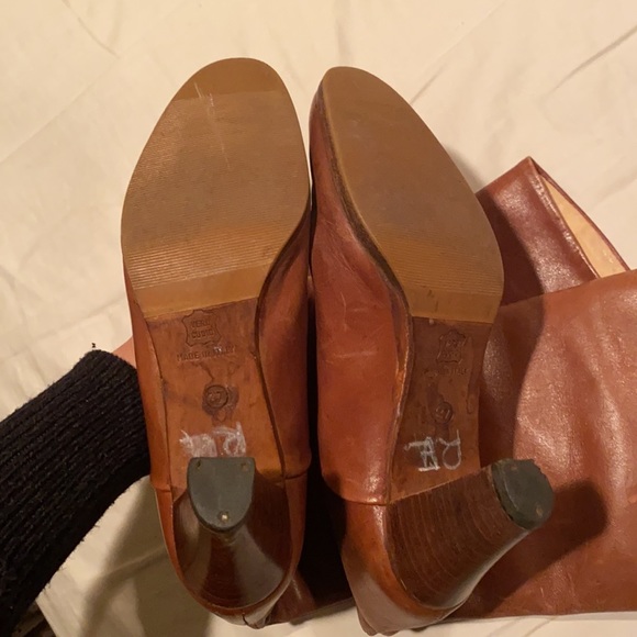 Vero Cuoio Brown Leather Mid Calf High Heel Boots - Picture 4 of 9